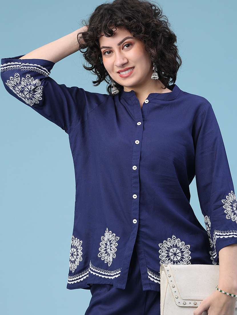 navy blue rayon coord set - 22186812 -  Standard Image - 1