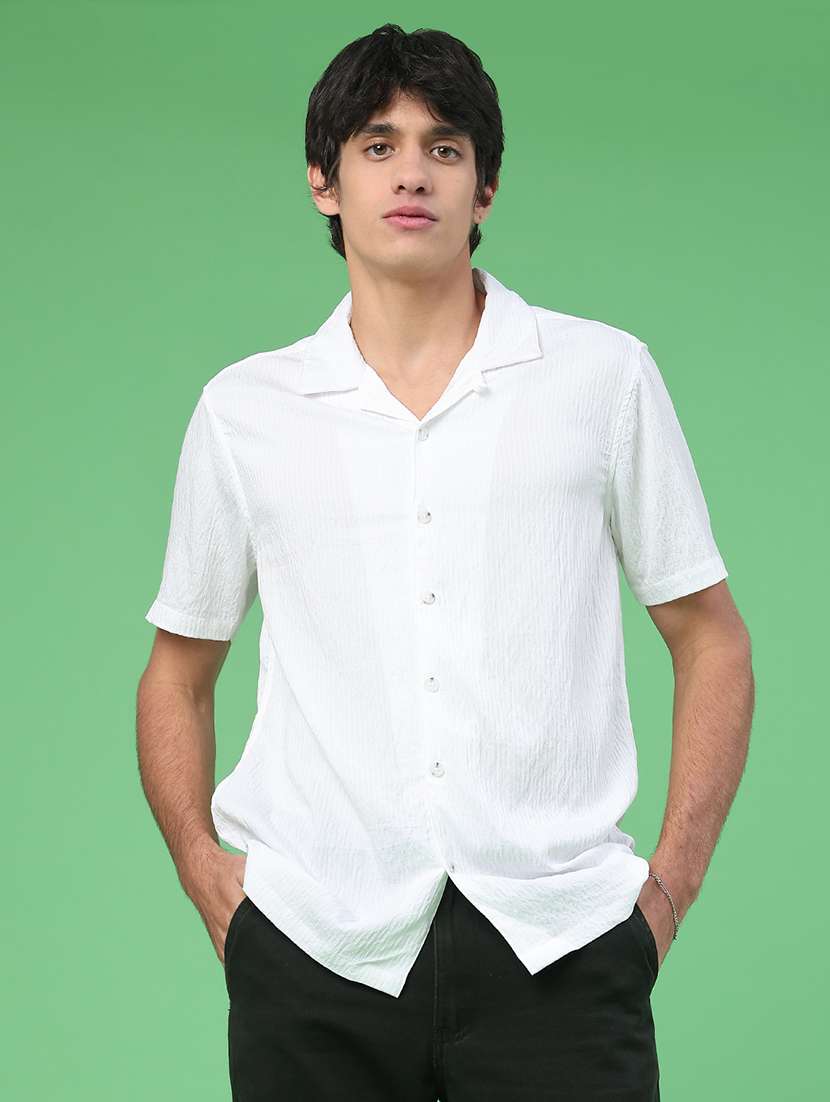 men solid short sleeve regular fit casual shirt - 22186817 -  Standard Image - 1