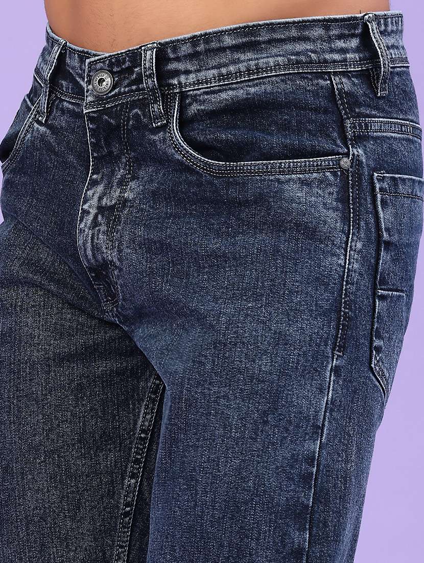 men plain mid rise full length tapered jeans - 22186844 -  Standard Image - 1