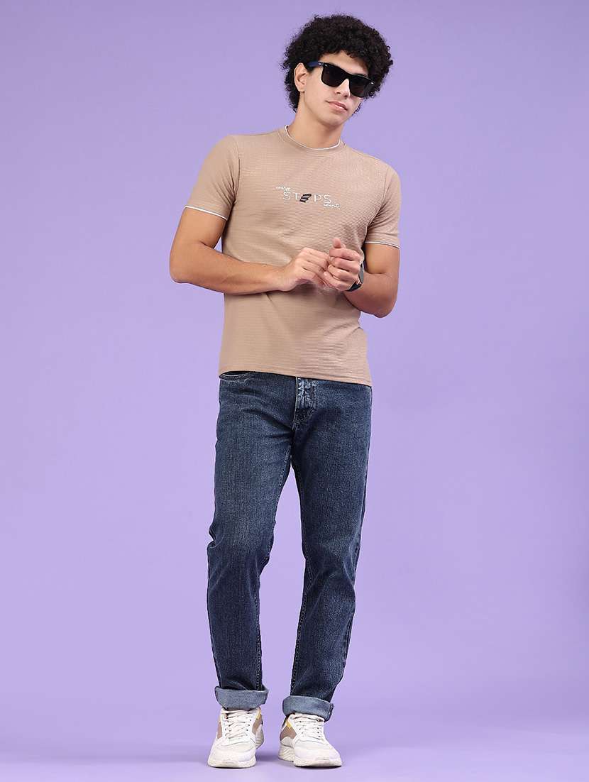 men plain mid rise full length tapered jeans - 22186844 -  Standard Image - 4