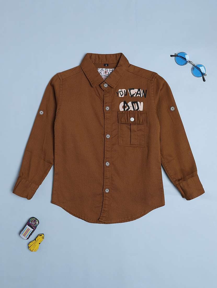 boys printed collared long sleeve shirt
