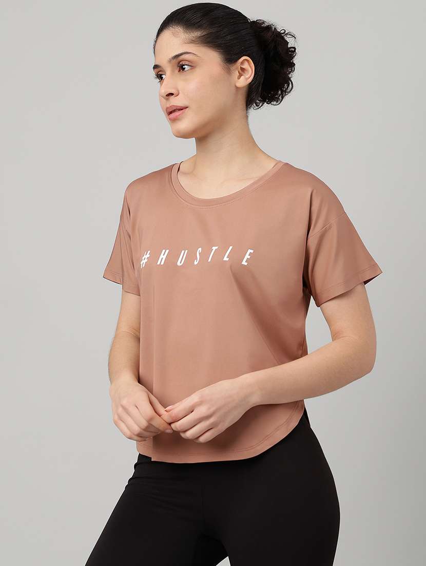 women printed round neck dri-fit t-shirt - 22186887 -  Standard Image - 1