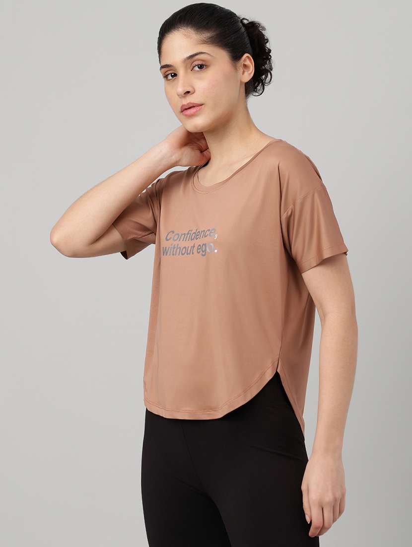 women printed round neck dri-fit t-shirt - 22186894 -  Standard Image - 1