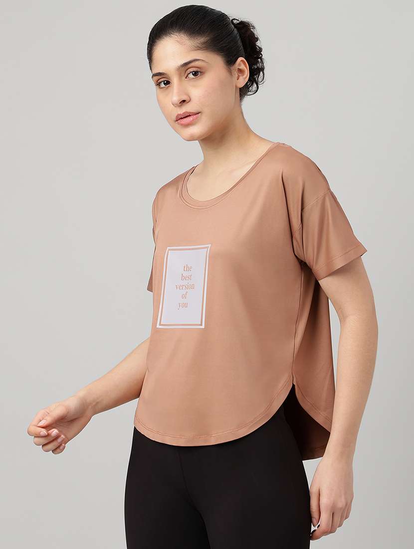 women printed round neck dri-fit t-shirt - 22186896 -  Standard Image - 1