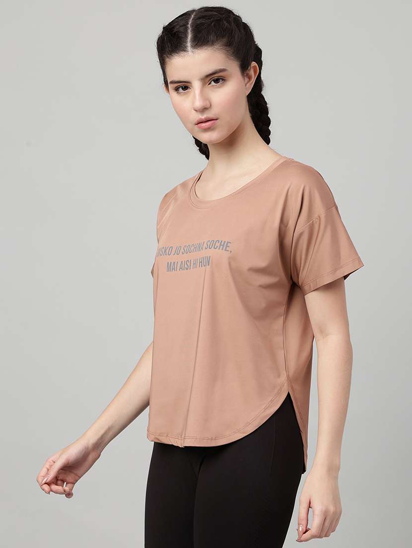 women printed round neck dri-fit t-shirt - 22186899 -  Standard Image - 1