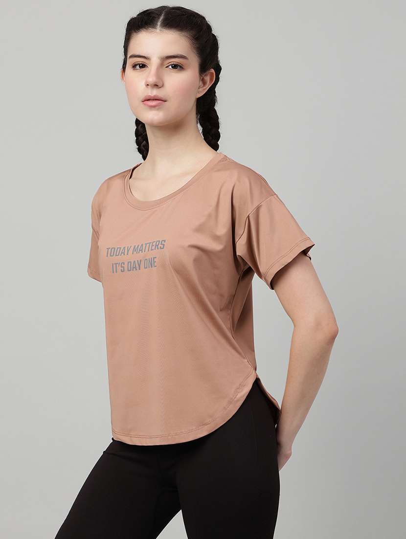 women printed round neck dri-fit t-shirt - 22186900 -  Standard Image - 1