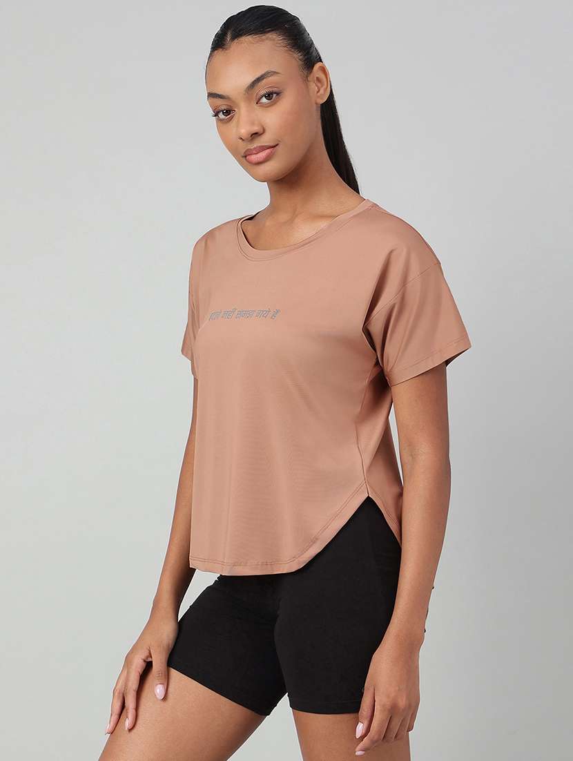 women printed round neck dri-fit t-shirt - 22186907 -  Standard Image - 1