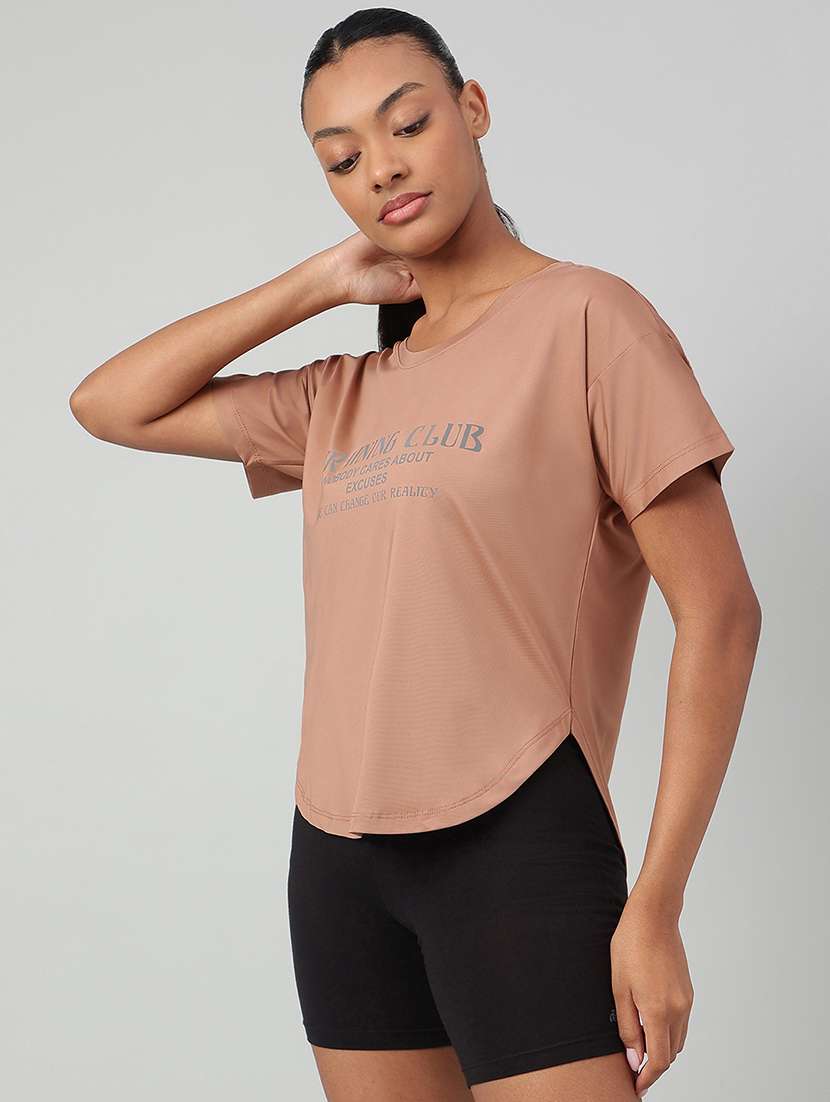 women printed round neck dri-fit t-shirt - 22186908 -  Standard Image - 1