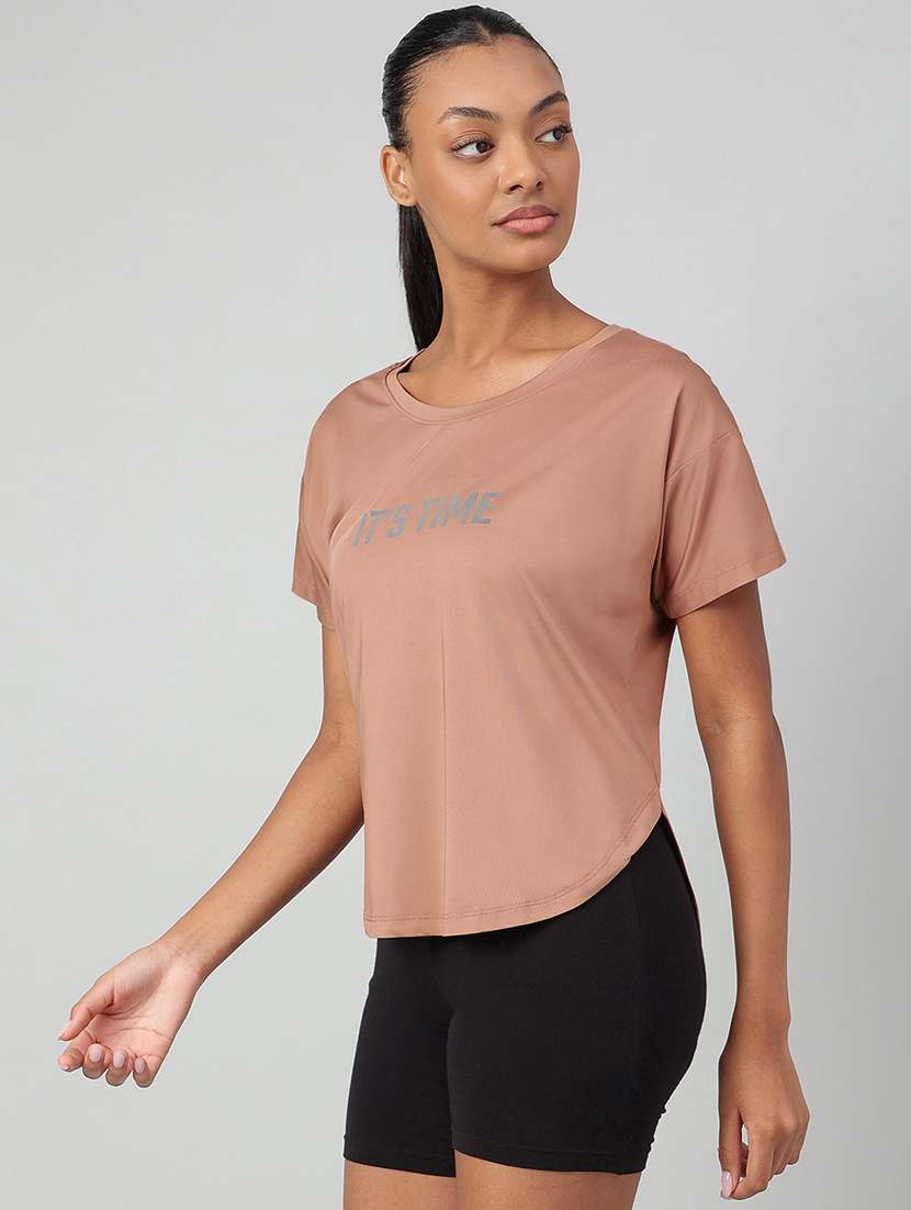 women printed round neck dri-fit t-shirt - 22186910 -  Standard Image - 1