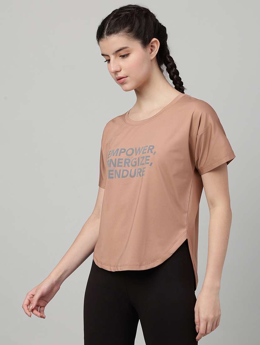 women printed round neck dri-fit t-shirt - 22186915 -  Standard Image - 1