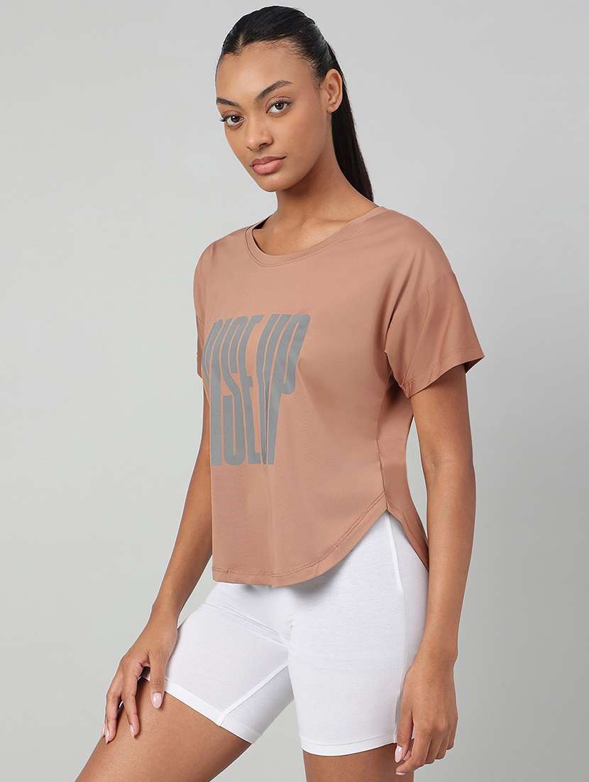 women printed round neck dri-fit t-shirt - 22186918 -  Standard Image - 1
