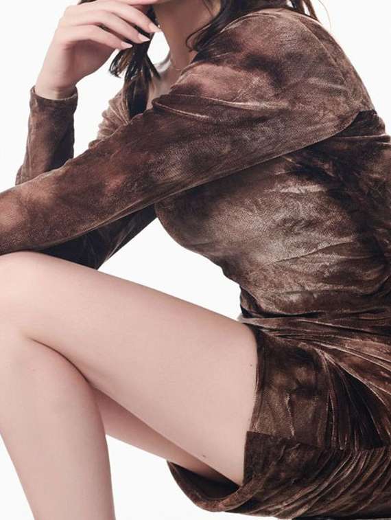 women printed long sleeve ruched bodycon dress - 22186931 -  Standard Image - 6