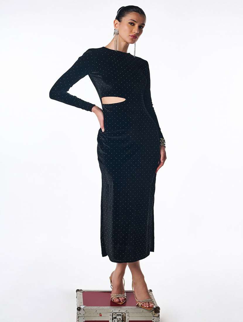 women embellished long sleeve cut out sheath dress - 22186936 -  Standard Image - 1