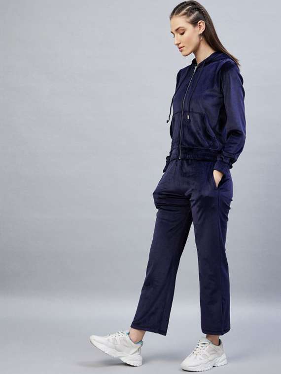 women solid long sleeve hooded winter co-ord set - 22186956 -  Standard Image - 1