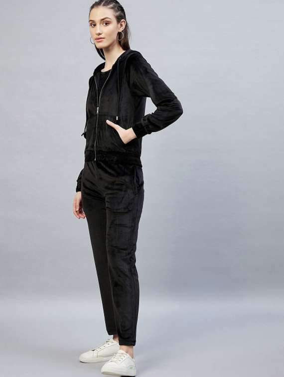 women solid long sleeve hooded winter co-ord set - 22186957 -  Standard Image - 1