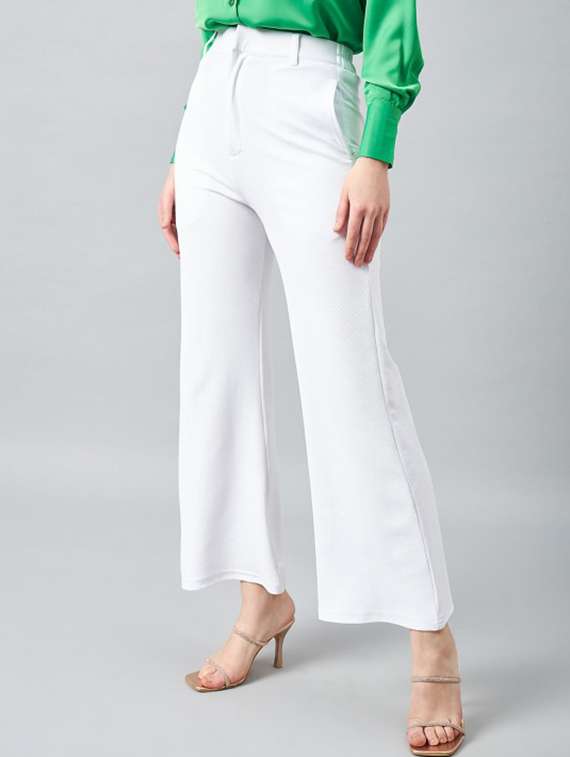 women solid high rise bootcut trouser - 22186968 -  Standard Image - 1