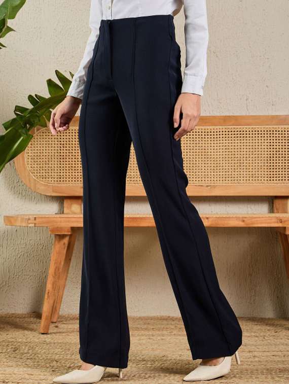 women solid high rise bootcut trouser - 22186978 -  Standard Image - 1