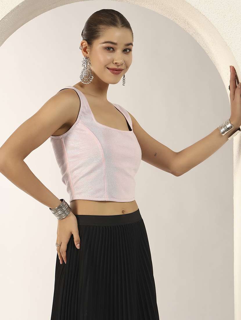 women solid sleeveless stitched blouse - 22186979 -  Standard Image - 1