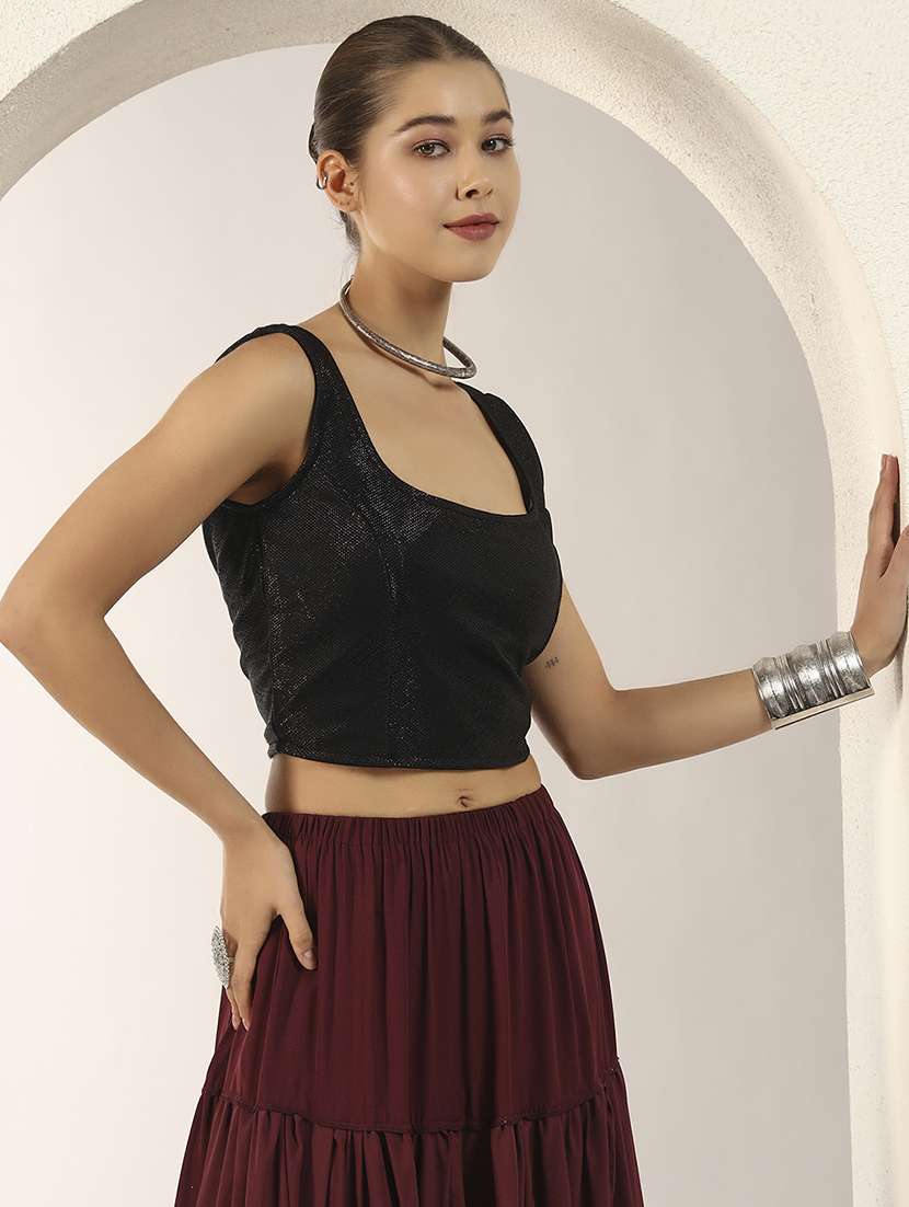 women solid sleeveless stitched blouse - 22186982 -  Standard Image - 1