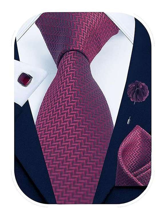 men textured tie cufflinks and pocket square - 22186985 -  Standard Image - 4