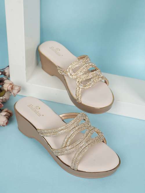 women embellished black slip on wedge - 22186996 -  Standard Image - 0