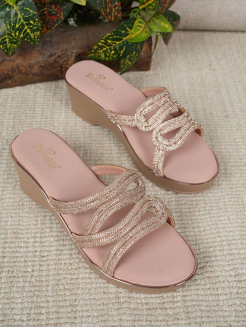 women embellished slip on wedge