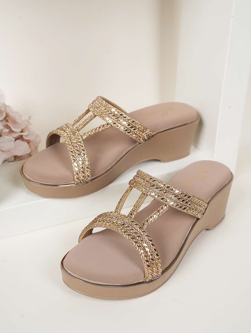 women embellished slip on wedge