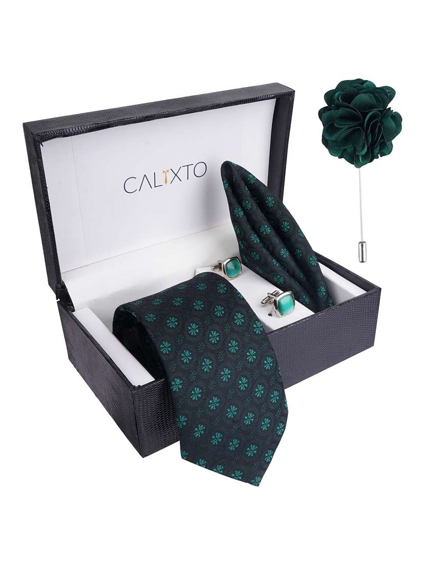 calixto men necktie tie with pocket square lapel pin & cufflinks set - 22187027 -  Standard Image - 1