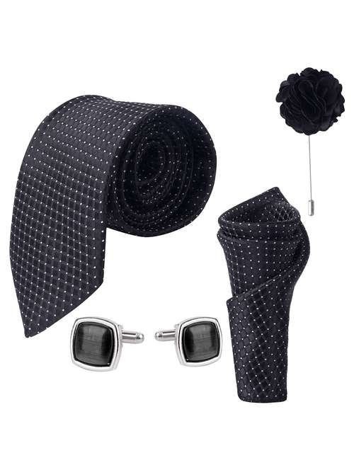 calixto men necktie tie with pocket square lapel pin & cufflinks set - 22187028 -  Standard Image - 0