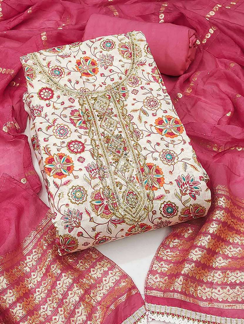 women floral embroidered unstitched suit set