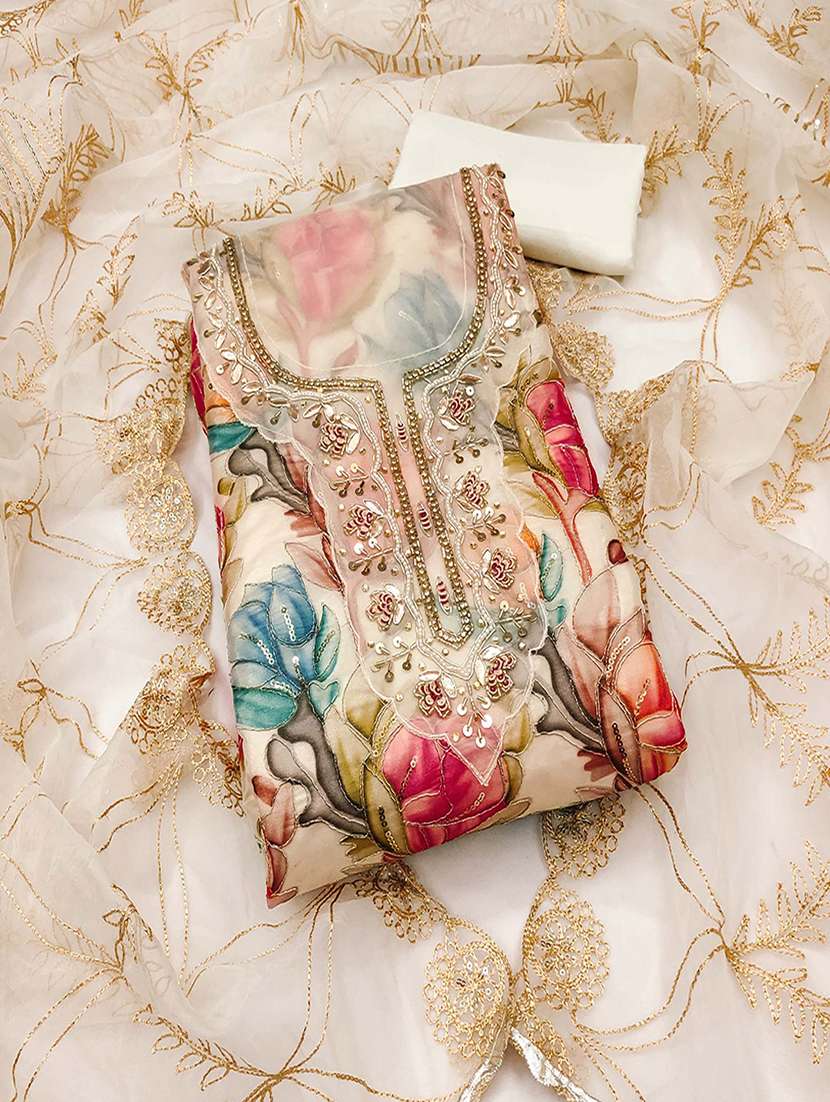 women floral embroidered unstitched suit set