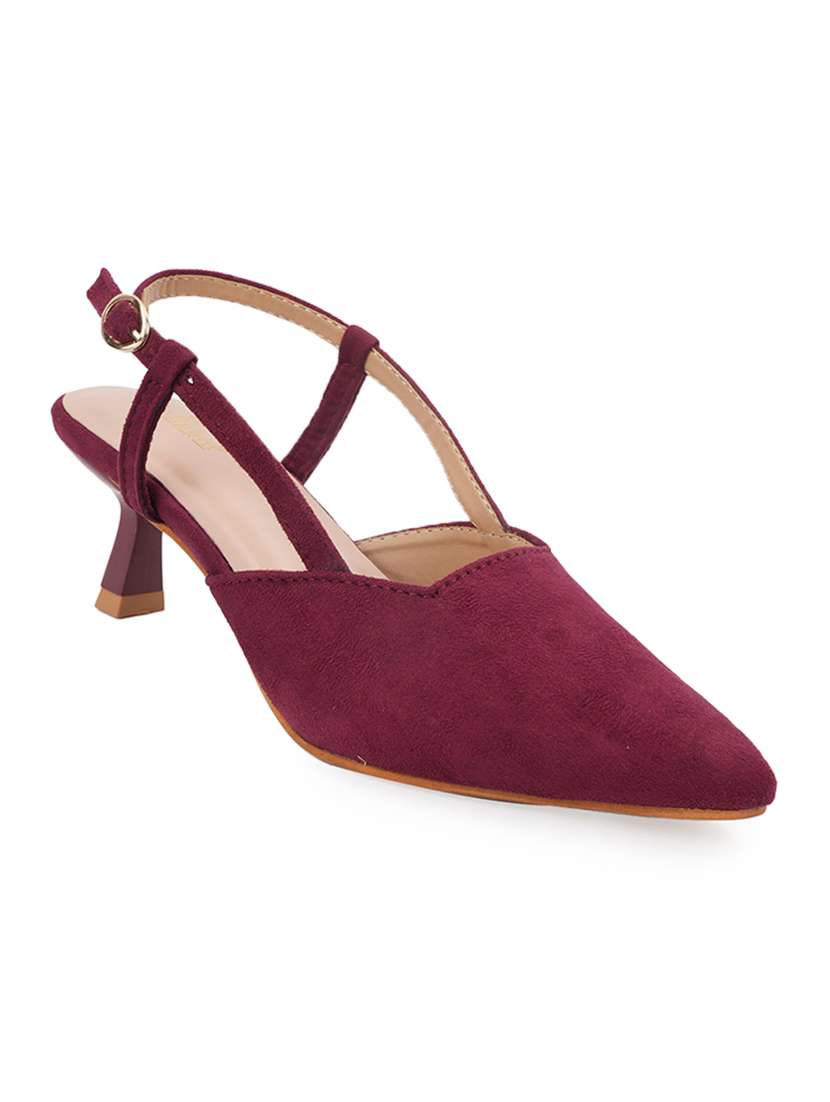 women maroon slip on sandal - 22187121 -  Standard Image - 1