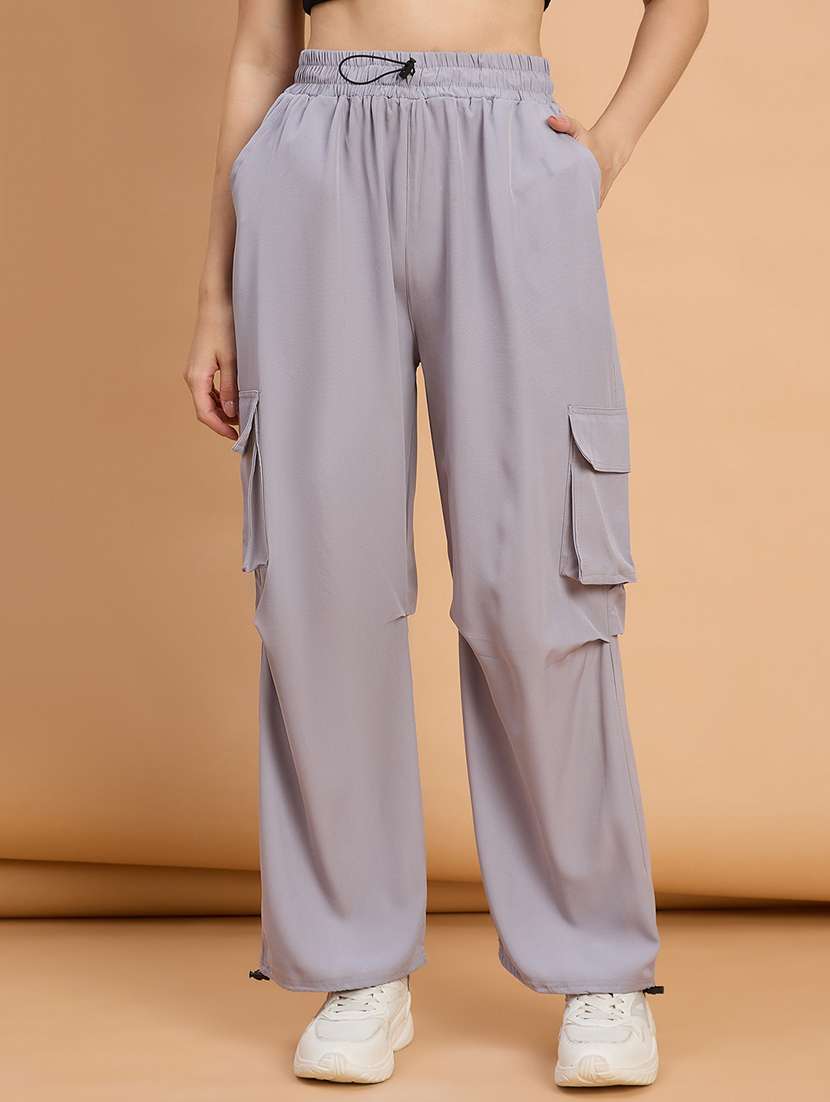 women pack of 2 solid mid rise cargo - 22187124 -  Standard Image - 1