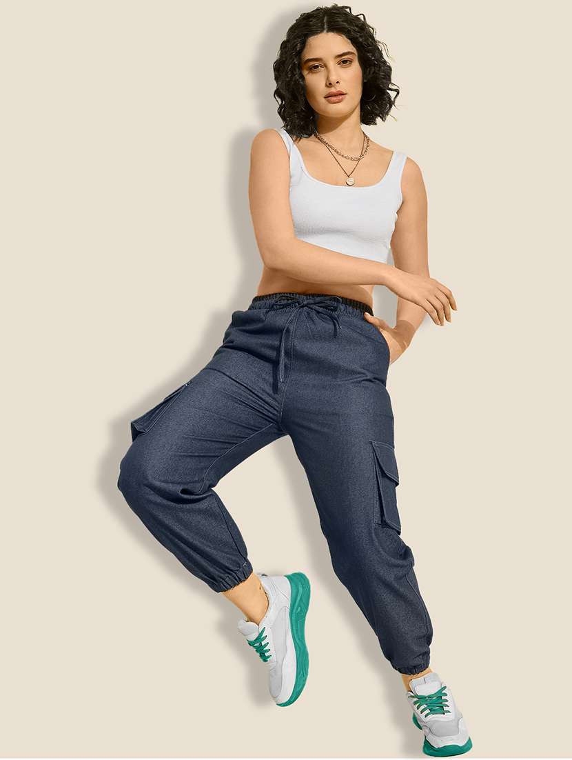 women pack of 2 solid mid rise cargo - 22187149 -  Standard Image - 4