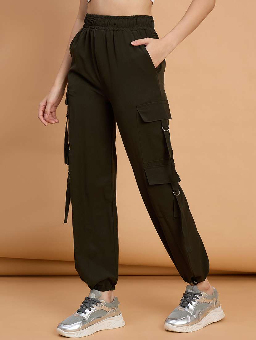 women pack of 2 solid mid rise cargo - 22187152 -  Standard Image - 1