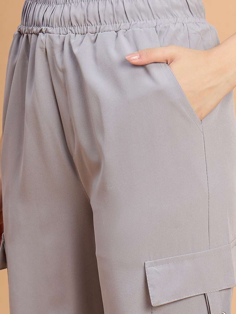 women pack of 2 solid mid rise cargo - 22187152 -  Standard Image - 6
