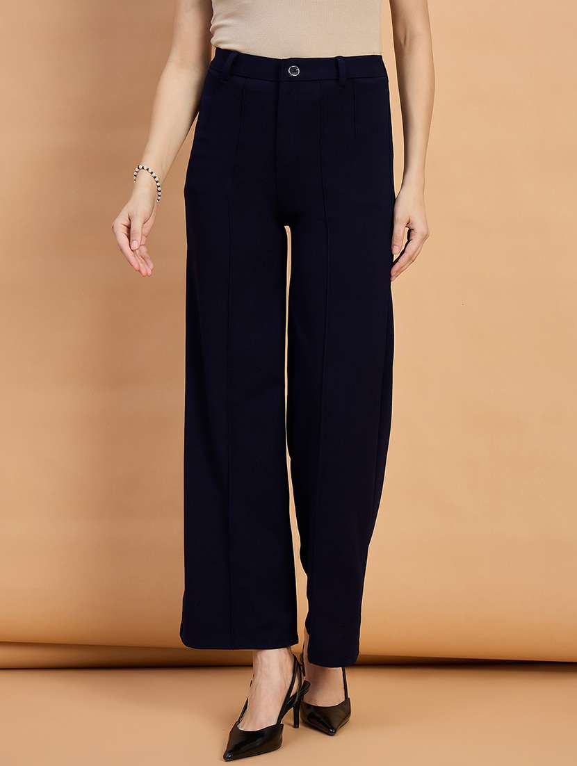 women pack of 2 solid straight trouser - 22187155 -  Standard Image - 1