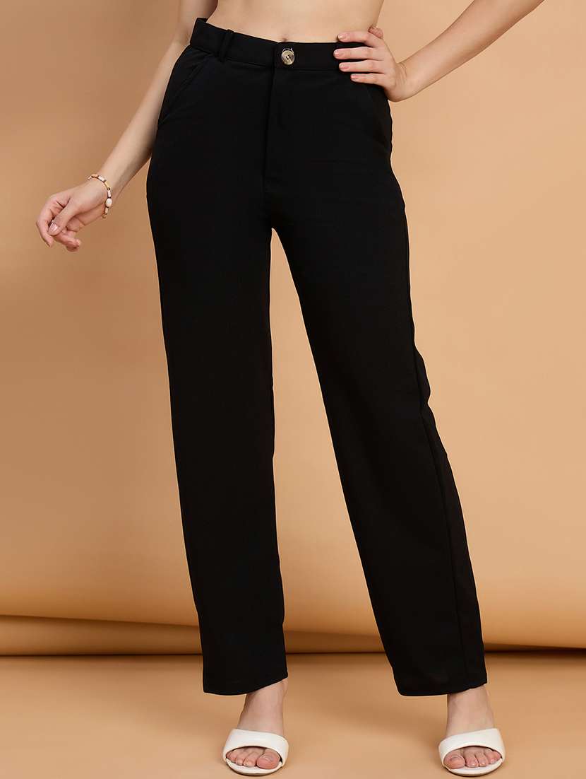 women pack of 2 solid straight trouser - 22187156 -  Standard Image - 1