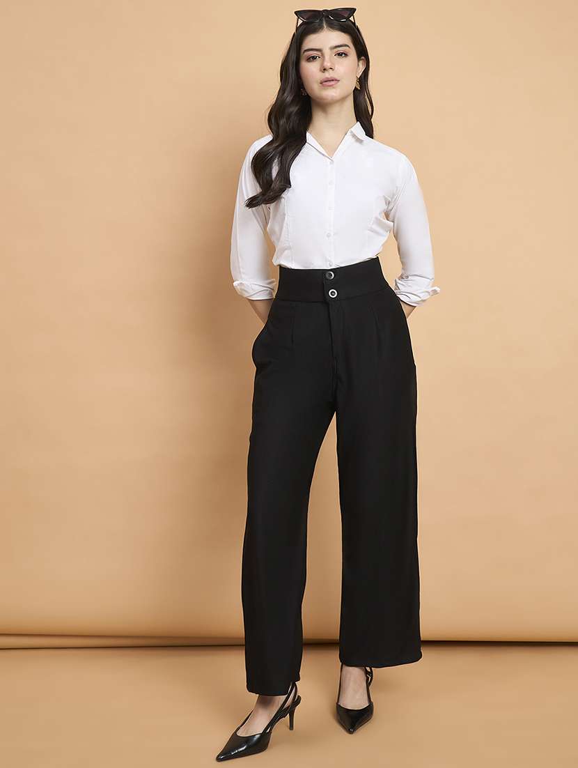 women pack of 2 solid straight trouser - 22187163 -  Standard Image - 4