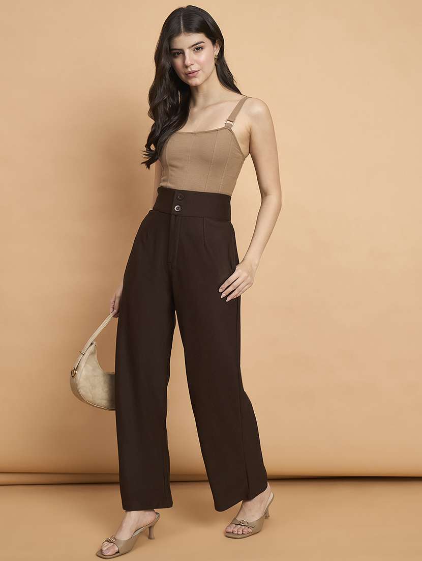 women pack of 2 solid straight trouser - 22187165 -  Standard Image - 4