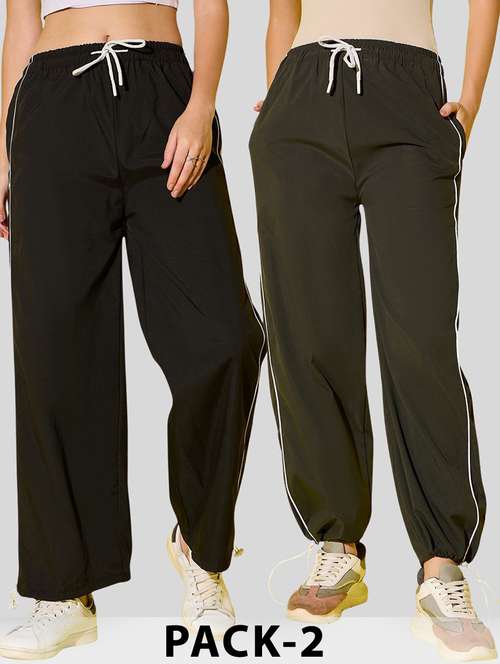 women pack of 2 solid relaxed fit track pant - 22187167 -  Standard Image - 0