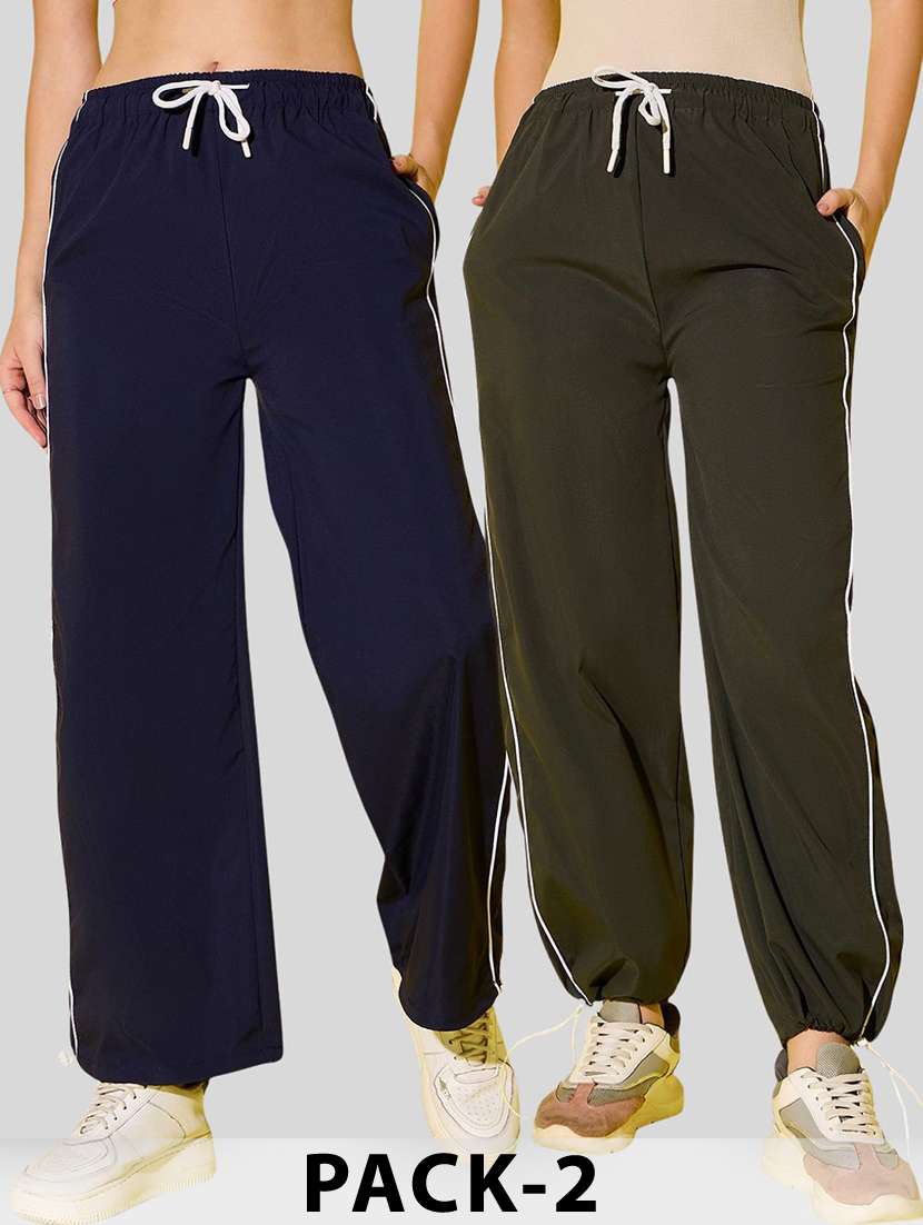 women pack of 2 solid relaxed fit track pant