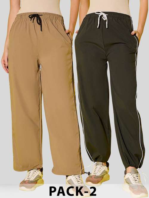 women pack of 2 solid relaxed fit track pant - 22187171 -  Standard Image - 0