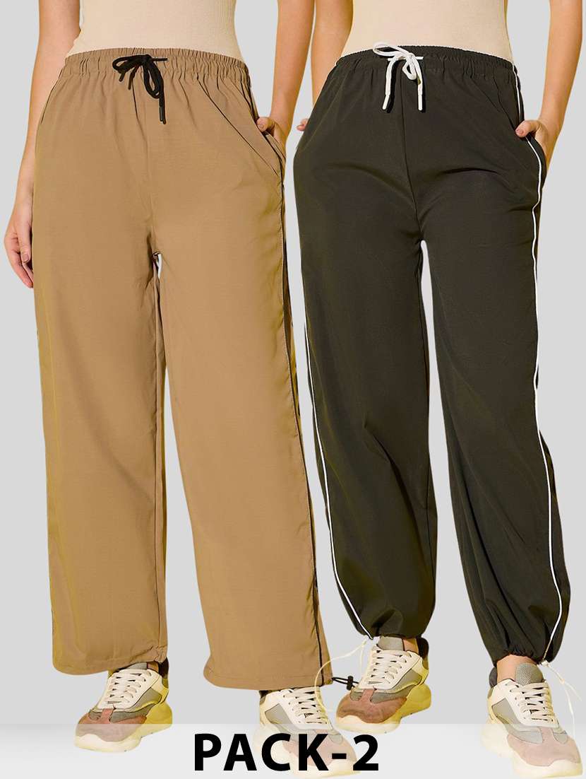 women pack of 2 solid relaxed fit track pant
