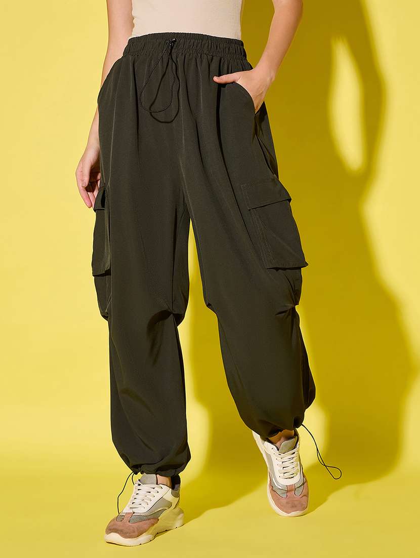 women pack of 2 solid high rise cargo - 22187197 -  Standard Image - 1