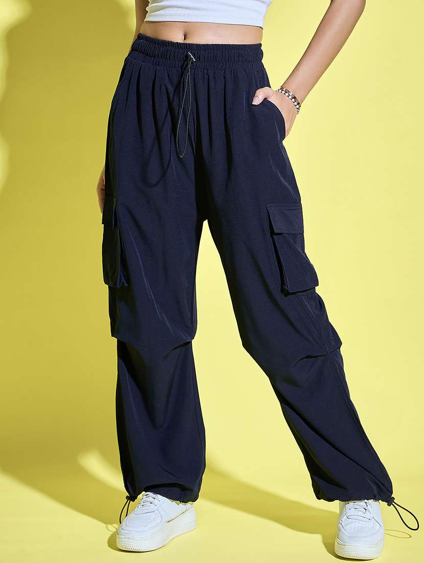 women pack of 2 solid high rise cargo - 22187200 -  Standard Image - 1