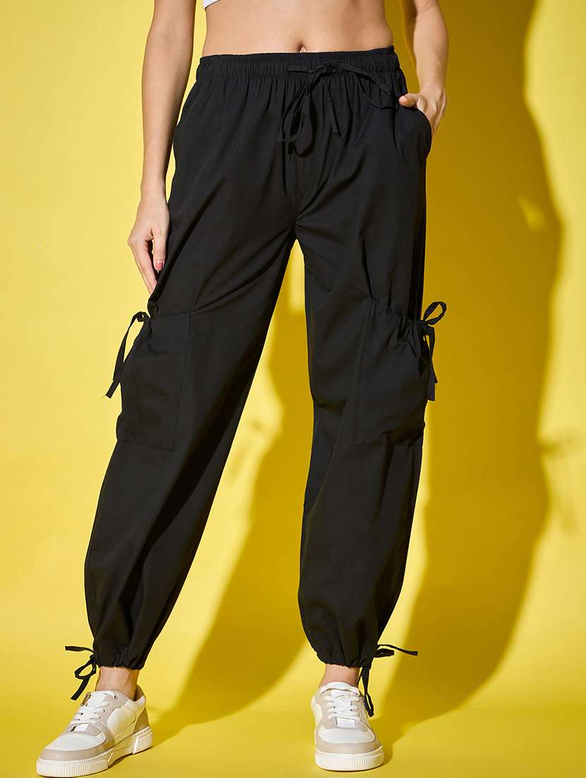 women pack of 2 solid high rise cargo - 22187212 -  Standard Image - 1