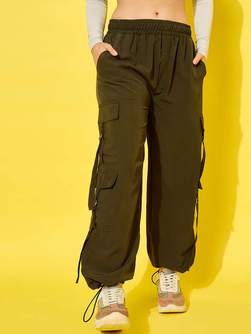 women pack of 2 solid mid rise cargo - 22187223 -  Standard Image - 1