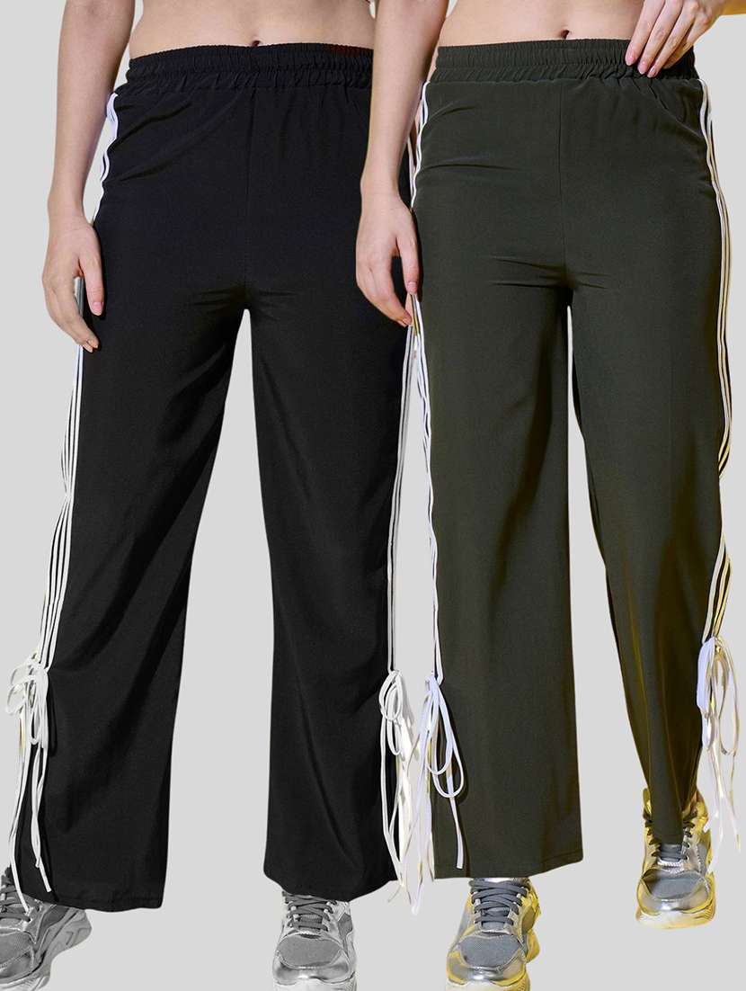 women pack of 2 solid high rise track pant