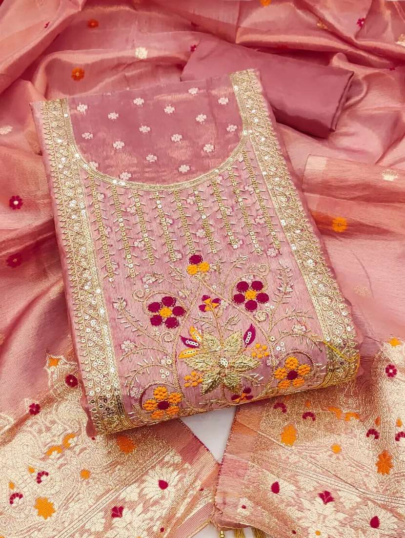 women self design embroidered unstitched suit set - 22187240 -  Standard Image - 4